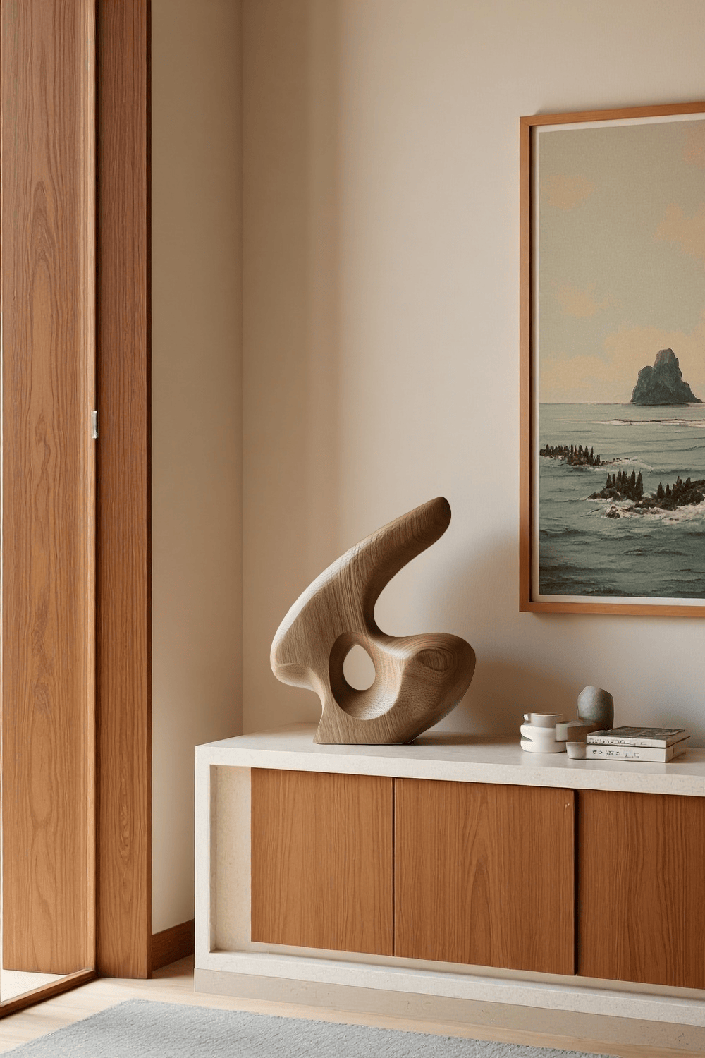 Abstract Wood Sculpture – Handcrafted Wooden Art for Modern Home Decor