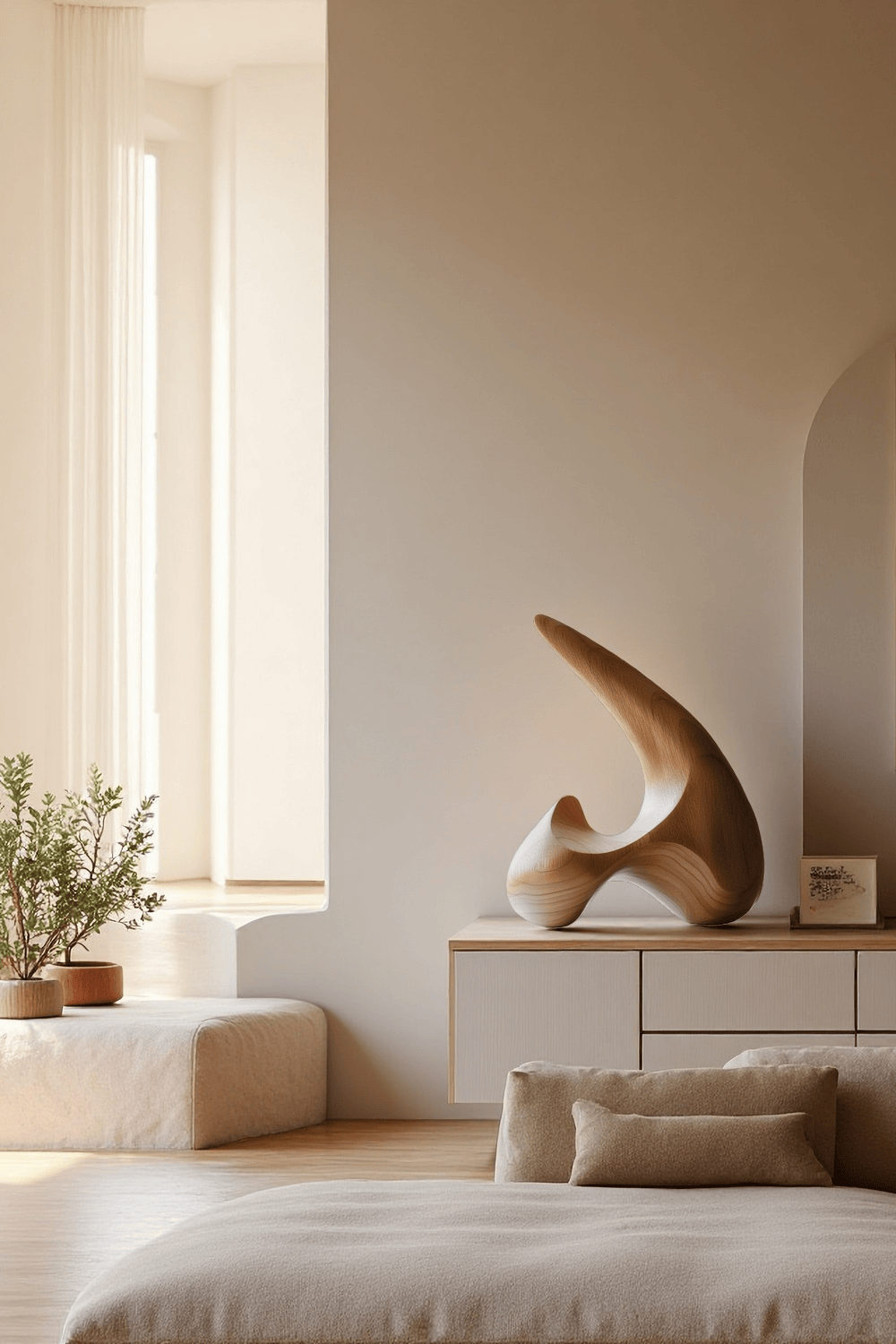 Abstract Wood Sculpture – Handcrafted Wooden Art for Modern Home Decor