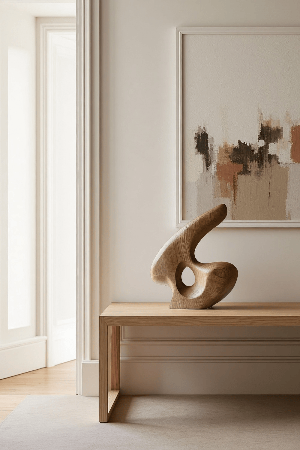 Abstract Wood Sculpture – Handcrafted Wooden Art for Modern Home Decor