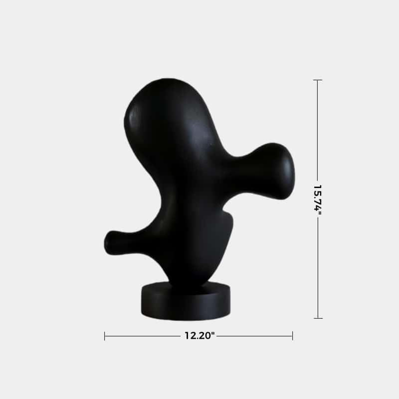 Black Abstract Wooden Sculpture Handcrafted Wood Carving Art Décor Piece