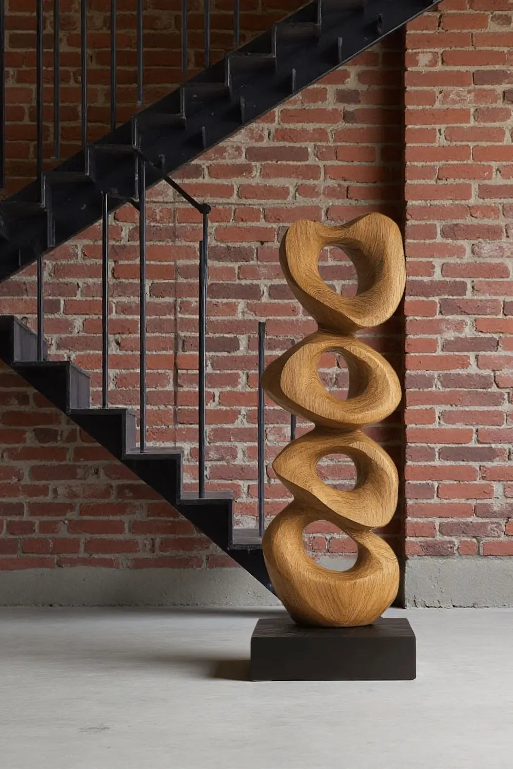 Large Wooden Floor Sculpture Hand Carved Abstract Wood Art Statement