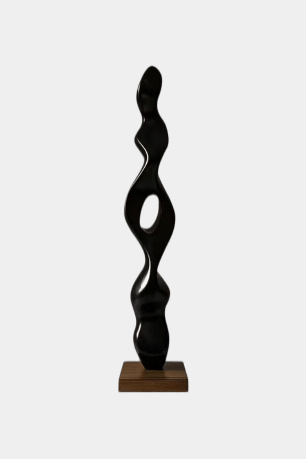 Tall Abstract Black Wood Floor Sculpture Modern Standing Art for Living Room