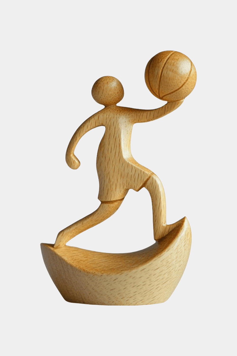 Wooden Basketball Sculpture Handmade Sports Figurine Home Office Decor