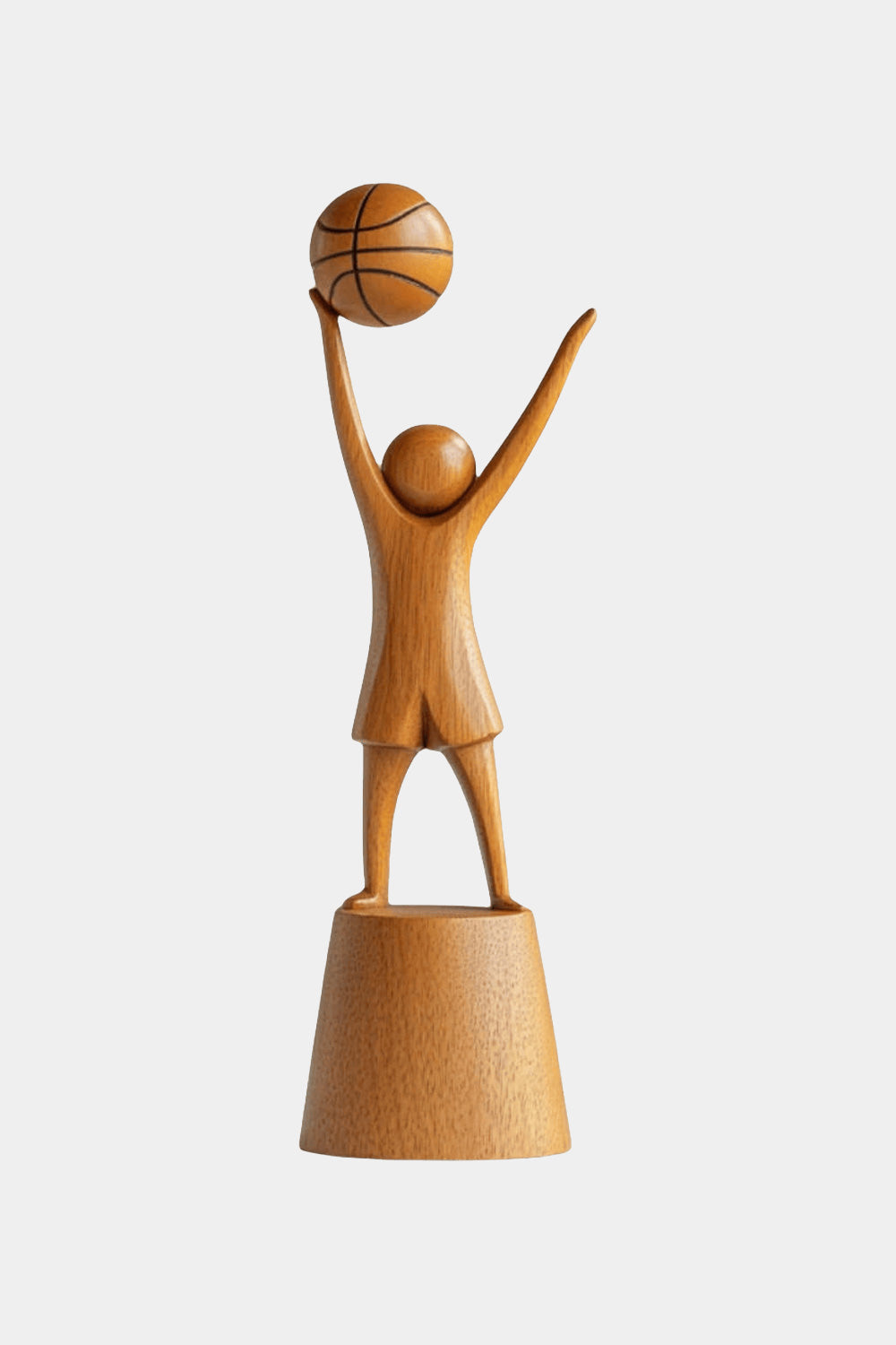 Wooden Basketball Sculpture Handmade Sports Figurine Home Office Decor