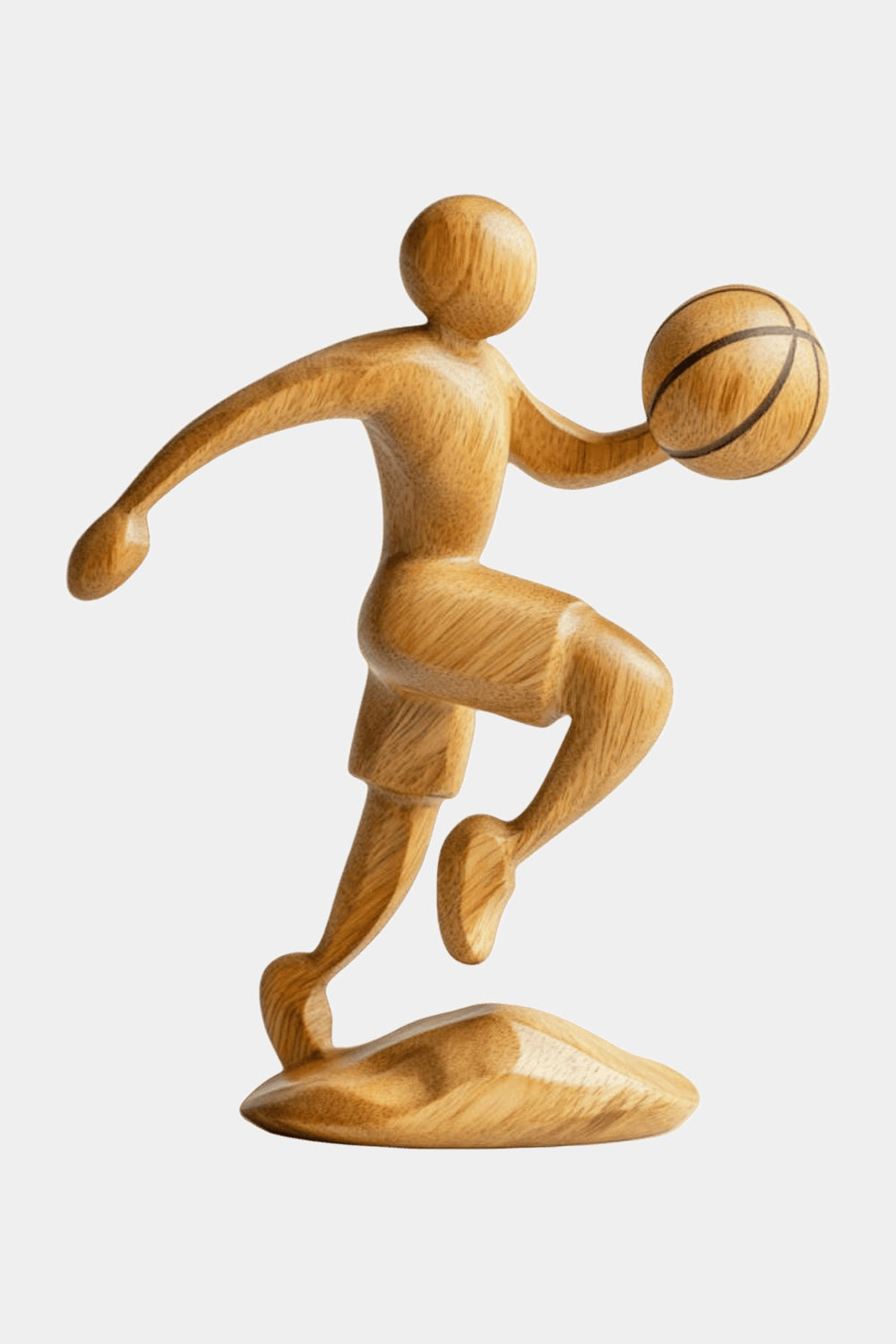 Wooden Basketball Sculpture Handmade Sports Figurine Home Office Decor