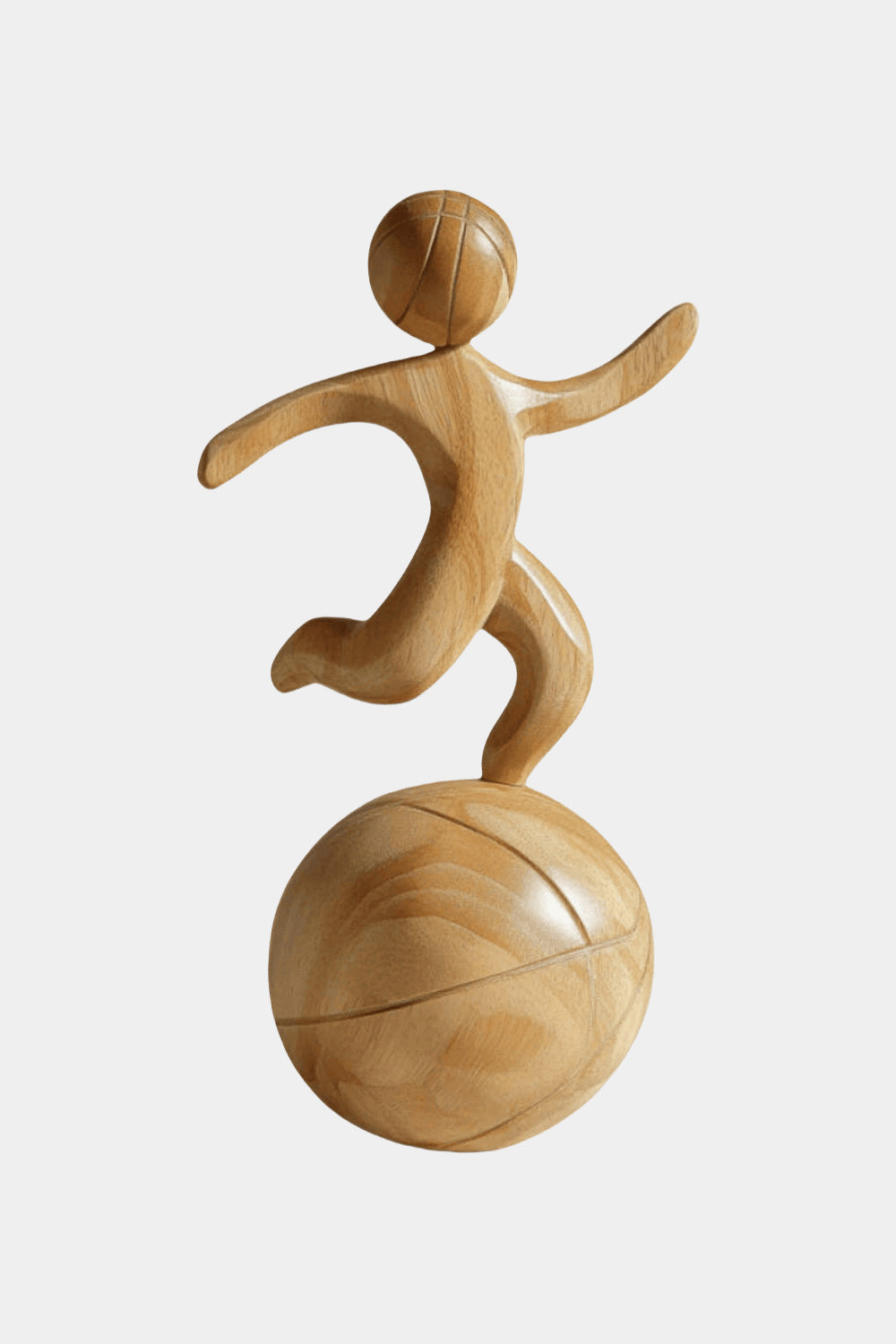 Wooden Basketball Sculpture Handmade Sports Figurine Home Office Decor
