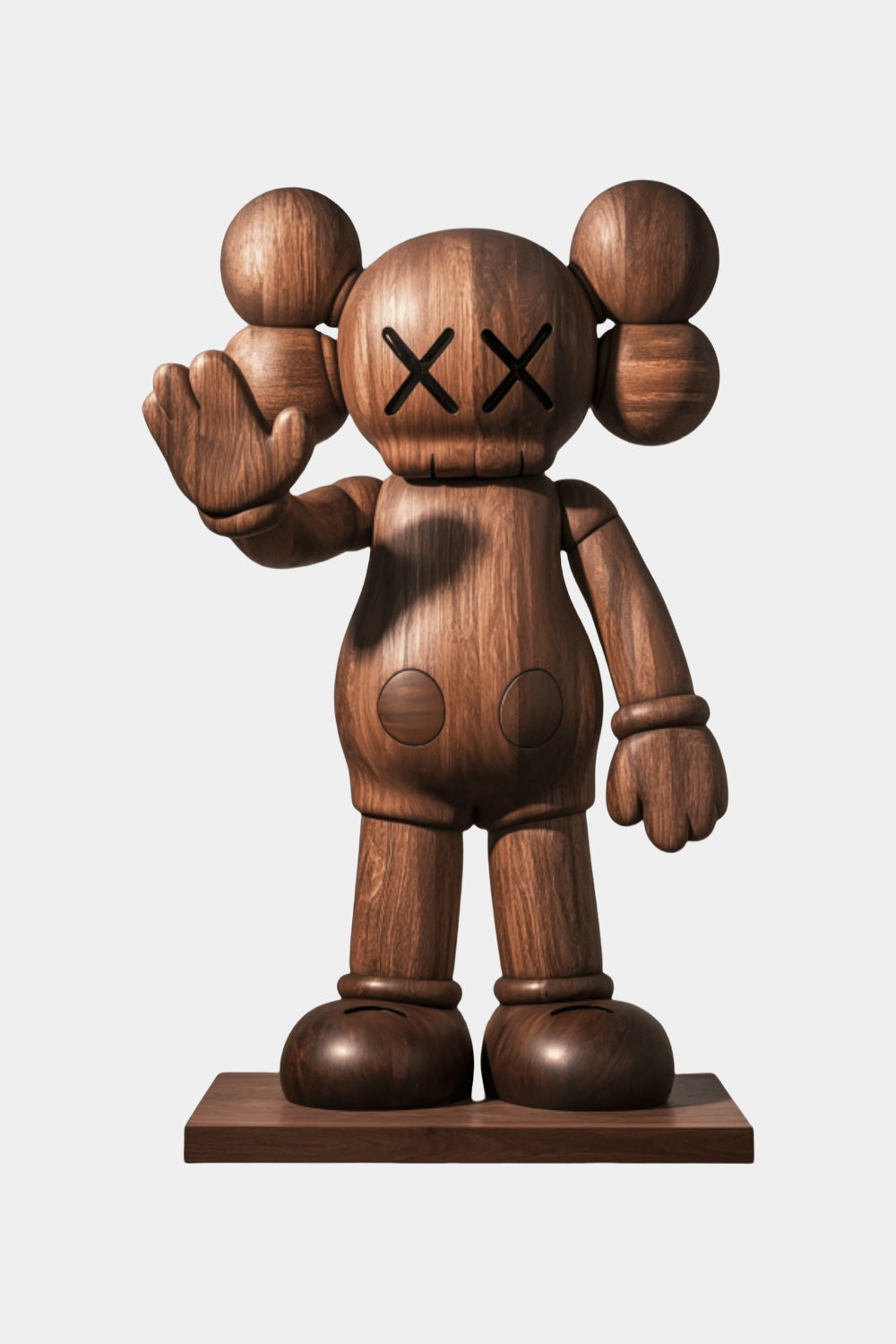Handcrafted Wooden Kaws Style Sculpture Modern Wood Sculpture Art Decor