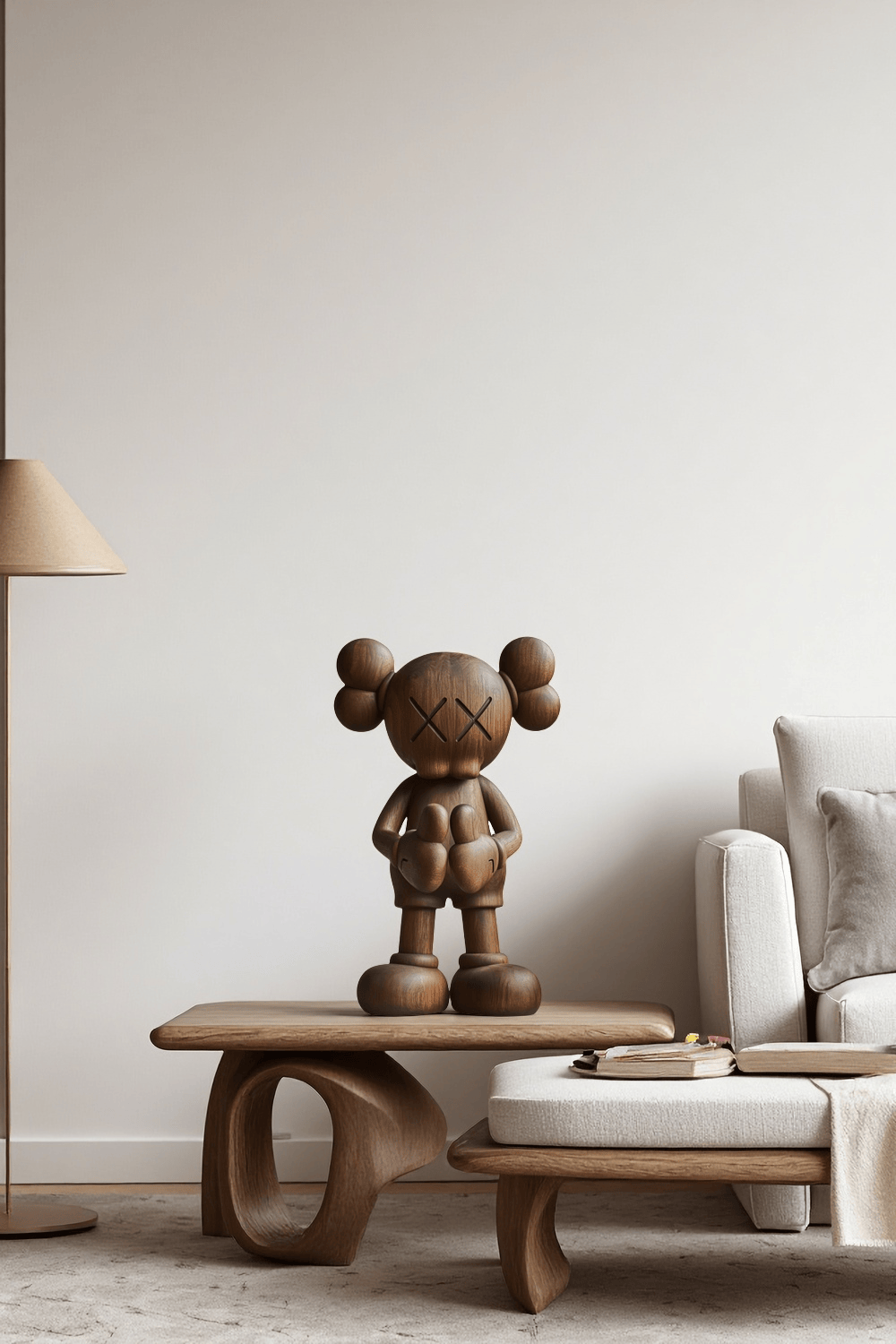 Wooden Kaws Style Sculpture Handmade Wood Sculpture Art Modern Figurines