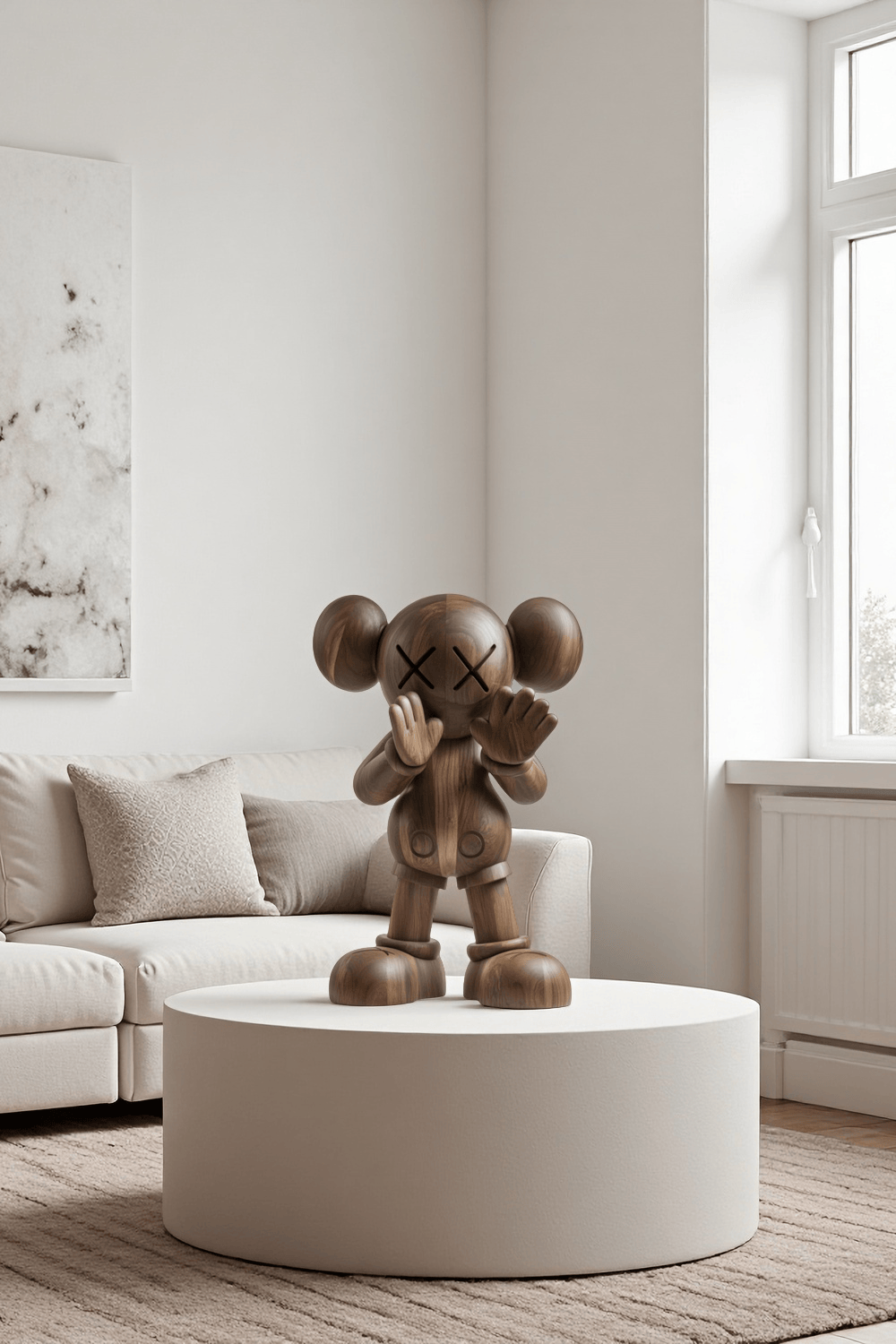 Wooden KAWS Sculpture Modern Wood Sculpture Handmade Wood Art Decor