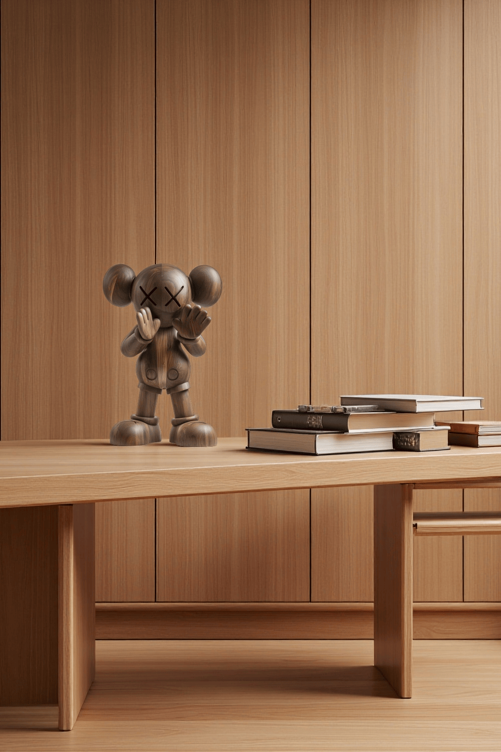 Wooden KAWS Sculpture Modern Wood Sculpture Handmade Wood Art Decor