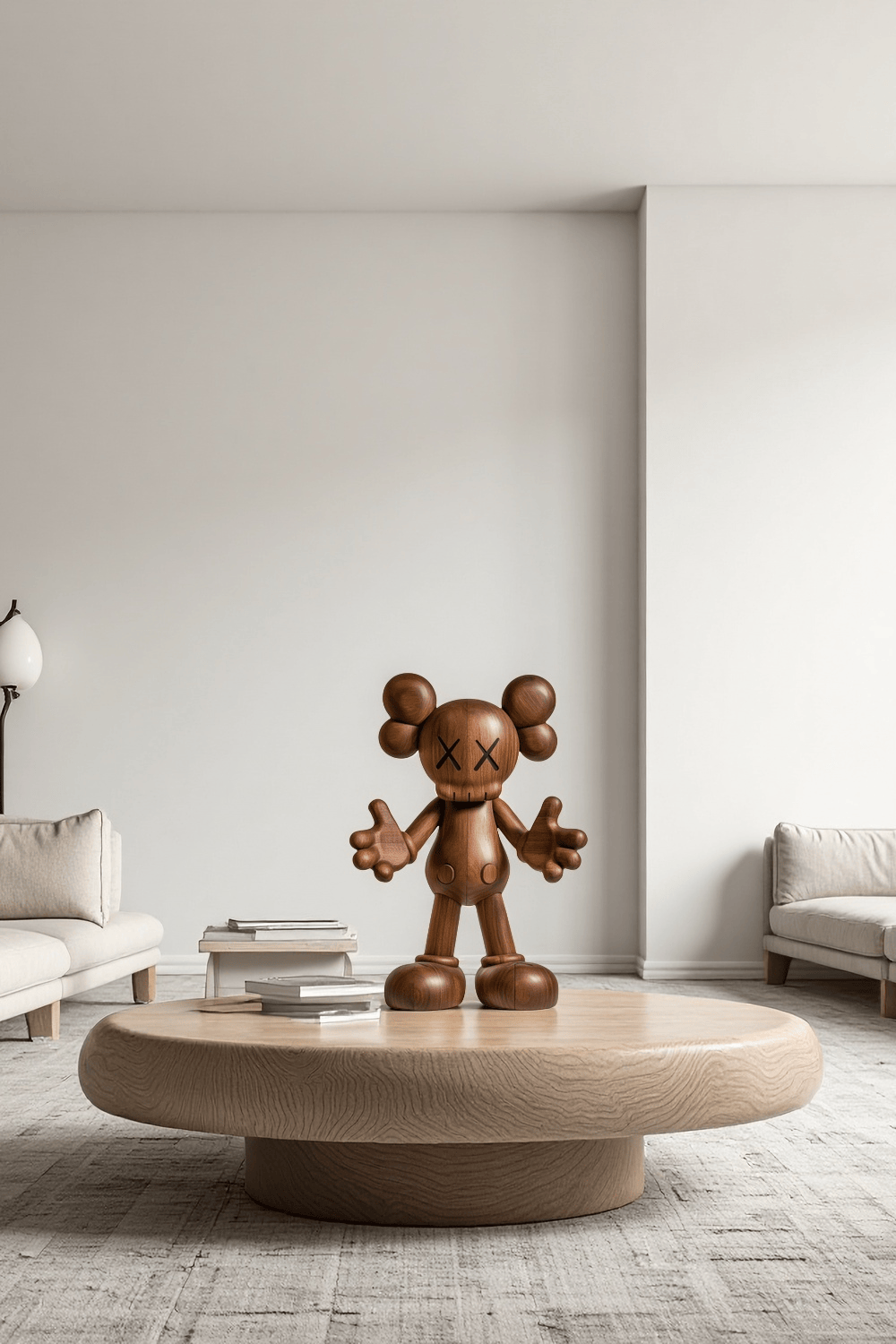 Wooden KAWS Sculpture Modern Wood Sculpture Handmade Wood Art Decor