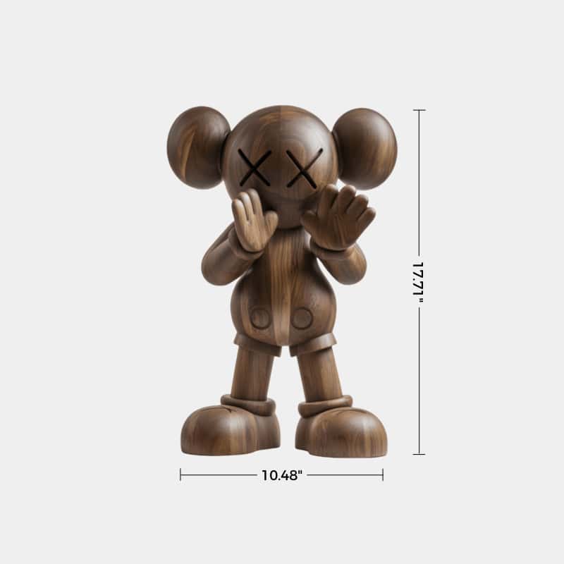 Wooden KAWS Sculpture Modern Wood Sculpture Handmade Wood Art Decor