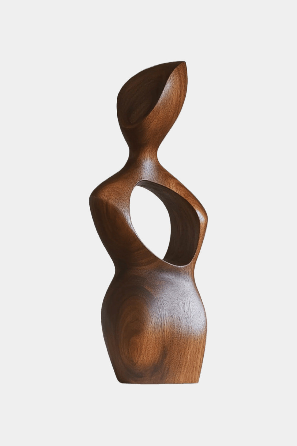 Abstract Wooden Figurine – Handcrafted Modern Wood Sculpture Decor Art
