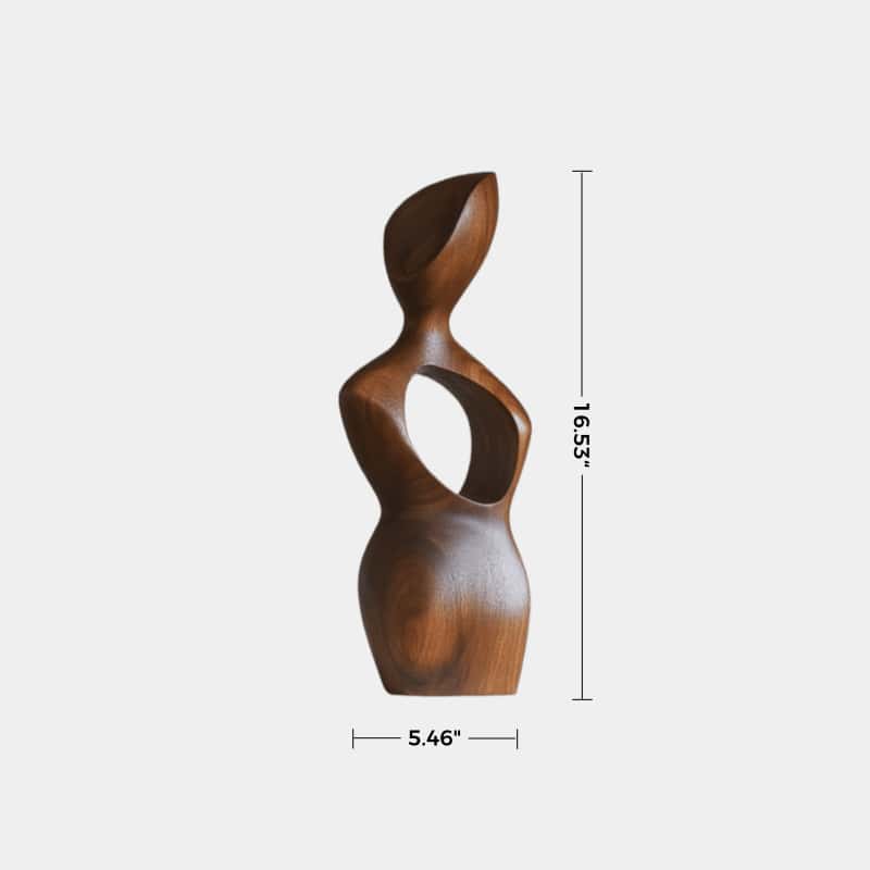 Abstract Wooden Figurine – Handcrafted Modern Wood Sculpture Decor Art