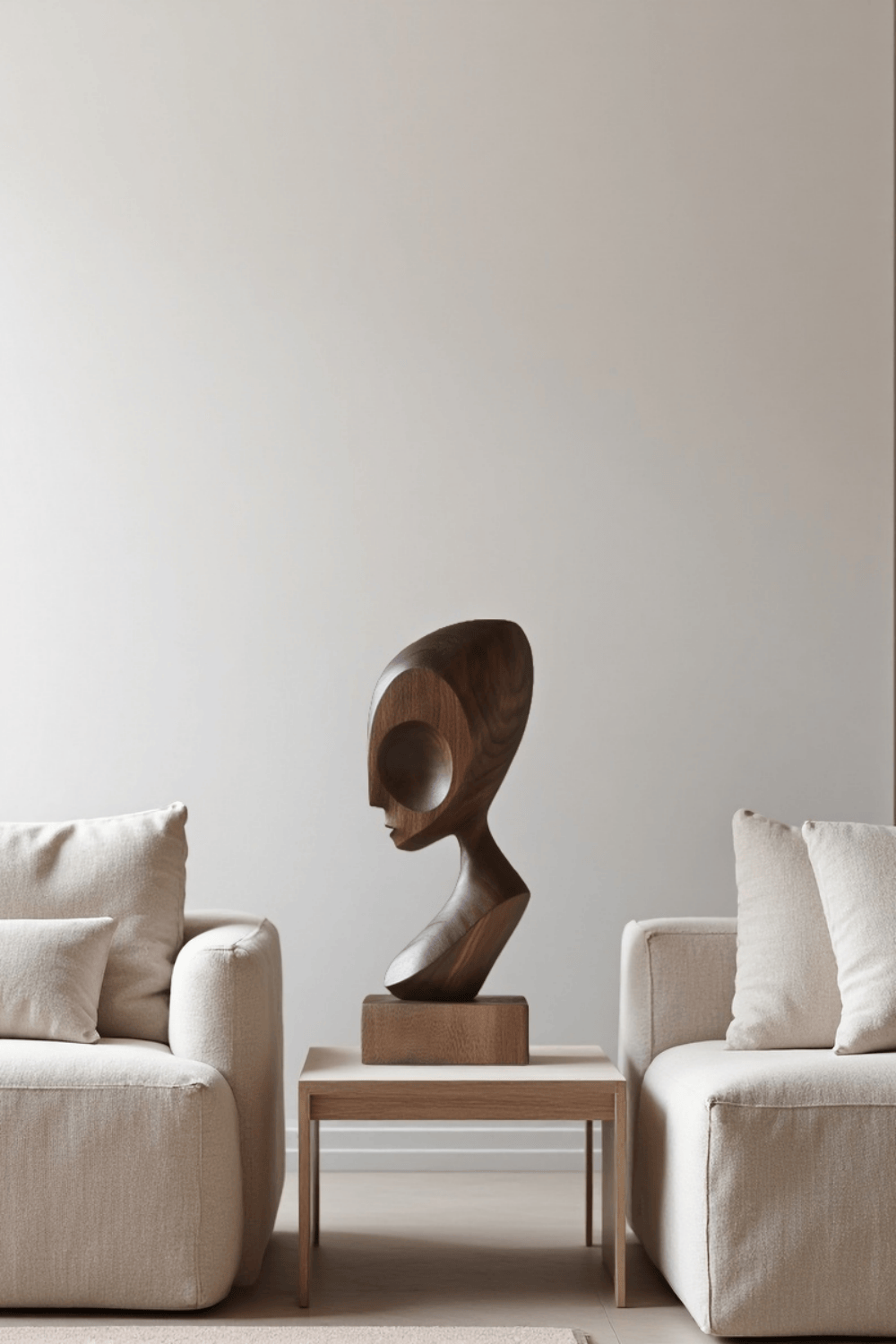 Hand Carved Wooden Human Form Abstract Modern Figurine Sculpture Art